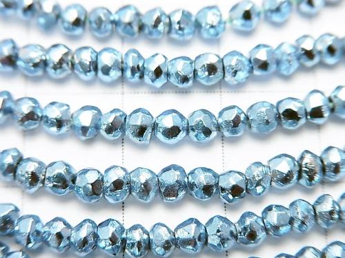 1strand $12.99! Pyrite AAA Metallic Blue Coating Faceted Button Roundel 1strand (aprx.13inch / 32cm)