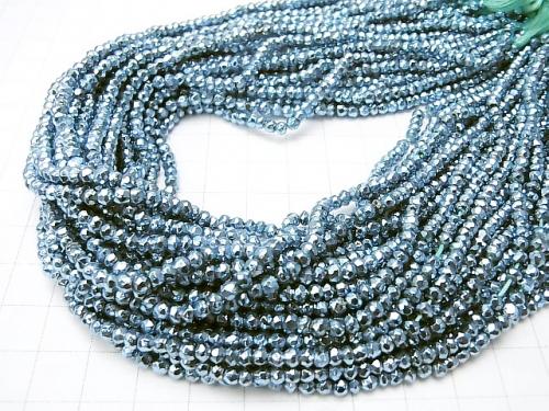 1strand $12.99! Pyrite AAA Metallic Blue Coating Faceted Button Roundel 1strand (aprx.13inch / 32cm)
