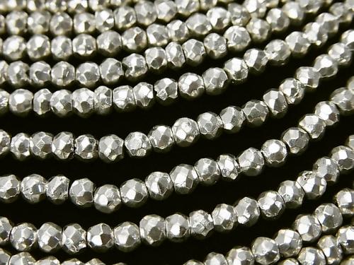 1strand $12.99! Pyrite AAA White Silver Coating Faceted Button Roundel 1strand (aprx.13inch / 31cm)