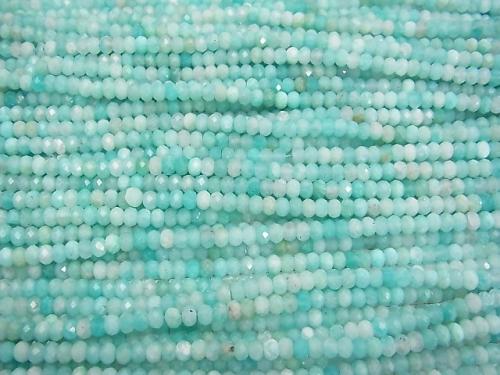 1strand $14.99! Diamond Cut!  Amazonite AAA- Faceted Button Roundel 4x4x3mm 1strand (aprx.15inch/38cm)