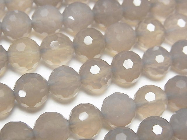 [Video]High Quality! Gray Onyx AAA 128Faceted Round 8mm half or 1strand beads (aprx.15inch/37cm)