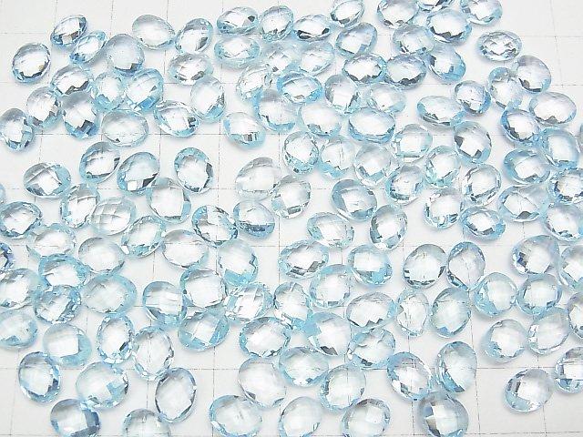 [Video] High Quality Sky Blue Topaz AAA Undrilled Faceted Oval 8x6x4mm 5 pcs