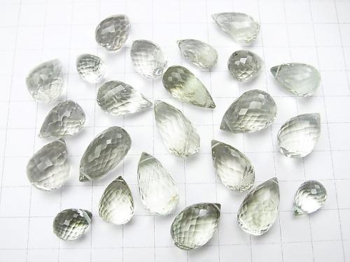 High Quality Green Amethyst AAA - Drop Faceted Briolette 3pcs $27.99