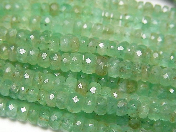 [Video] Colombia Emerald AA ++ Faceted Button Roundel half or 1strand beads (aprx.15inch / 38cm)