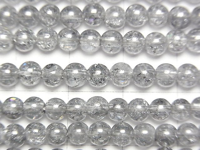 [Video]Cracked Silver Flash Crystal Round 4mm 1strand beads (aprx.15inch/38cm)