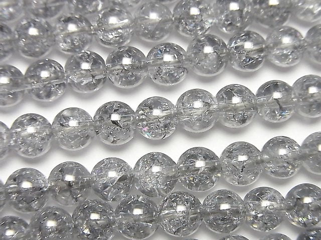 [Video]Cracked Silver Flash Crystal Round 6mm 1strand beads (aprx.15inch/37cm)