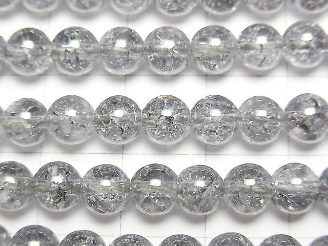 [Video]Cracked Silver Flash Crystal Round 6mm 1strand beads (aprx.15inch/37cm)