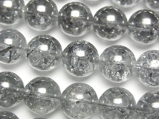 [Video]Cracked Silver Flash Crystal Round 12mm half or 1strand beads (aprx.15inch/36cm)
