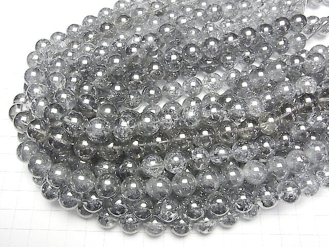 [Video]Cracked Silver Flash Crystal Round 12mm half or 1strand beads (aprx.15inch/36cm)