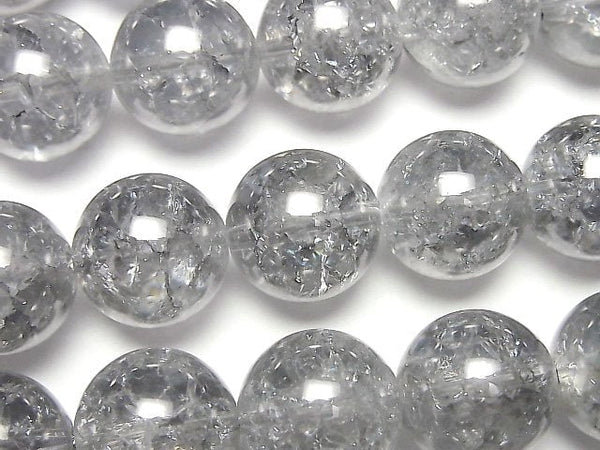 [Video]Cracked Silver Flash Crystal Round 14mm half or 1strand beads (aprx.15inch/36cm)