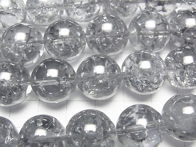 [Video] Cracked Silver Flash Crystal Round 16mm 1/4 or 1strand beads (aprx.15inch/36cm)