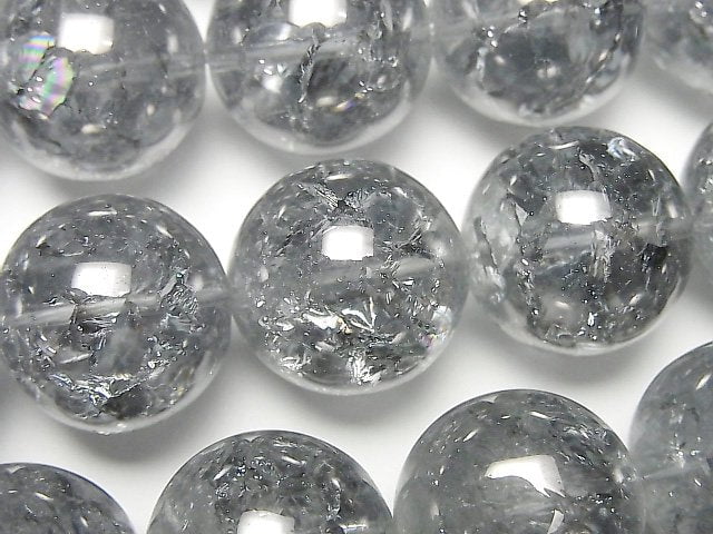 [Video]Cracked Silver Flash Crystal Round 18mm half or 1strand beads (aprx.15inch/36cm)