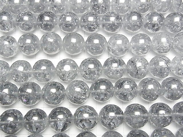 [Video]Cracked Silver Flash Crystal Round 18mm half or 1strand beads (aprx.15inch/36cm)