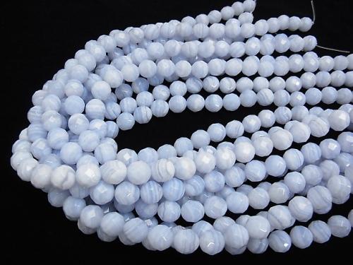 High quality Blue Lace Agate AAA 64 Faceted Round 10 mm 1/4 or 1strand (aprx.15 inch / 38 cm)