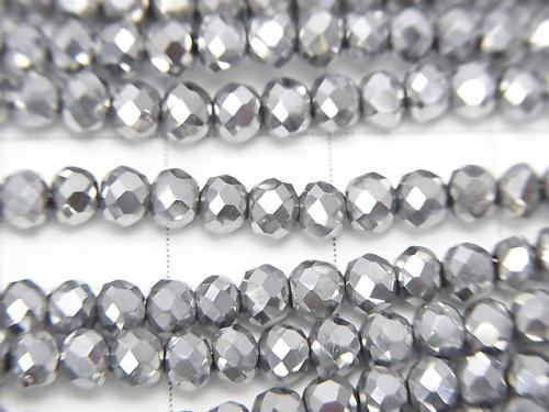 1strand $1.79! glass Beads Faceted Button Roundel 3x3x2mm Silver 1strand (aprx.14inch / 34cm)