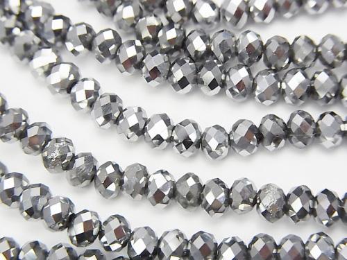 1strand $1.79! glass Beads Faceted Button Roundel 4 x 4 x 3 mm Silver 1 strand (aprx.18 inch / 44 cm)