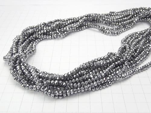1strand $1.79! glass Beads Faceted Button Roundel 4 x 4 x 3 mm Silver 1 strand (aprx.18 inch / 44 cm)