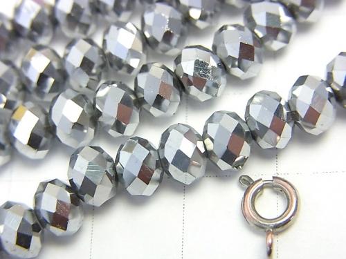 1strand $2.39! glass Beads Faceted Button Roundel 6 x 6 x 4 mm Silver 1 strand (aprx.17 inch / 42 cm)