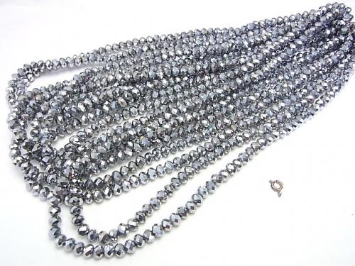 1strand $2.39! glass Beads Faceted Button Roundel 6 x 6 x 4 mm Silver 1 strand (aprx.17 inch / 42 cm)