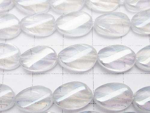 Aqua Crystal  Twist Oval 12x8x4mm half or 1strand (aprx.15inch/38cm)