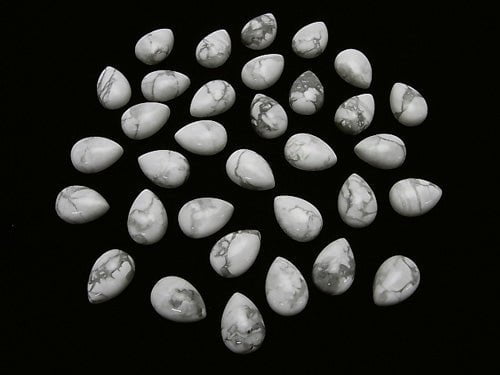 Howlite Magnesite  Pear shape  Cabochon 14x10mm 3pcs