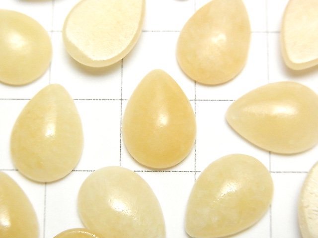 [Video]Yellow Calcite Pear shape Cabochon 14x10mm 5pcs