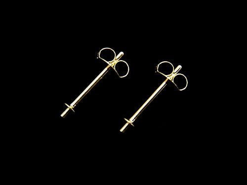 [K10 Yellow Gold] Directly connected Earstuds & Earnuts with plate 1pair