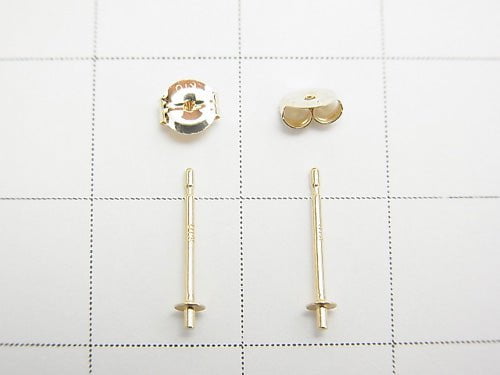 [K10 Yellow Gold] Directly connected Earstuds & Earnuts with plate 1pair