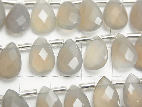 High Quality Gray Onyx AAA Pear shape Faceted Briolette 12 x 8 mm half or 1 strand (15 pcs)