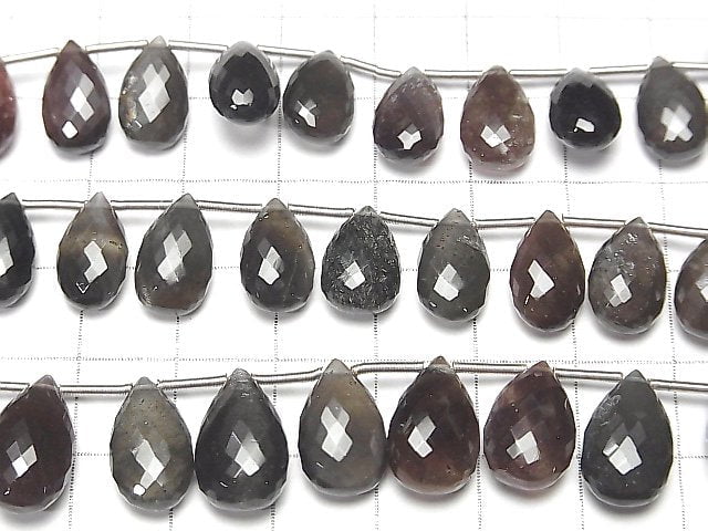 [Video] MicroCut High Quality Scapolite Cat's EyeAAA Pear shape Faceted Briolette 1strand beads (aprx.4inch / 9cm)