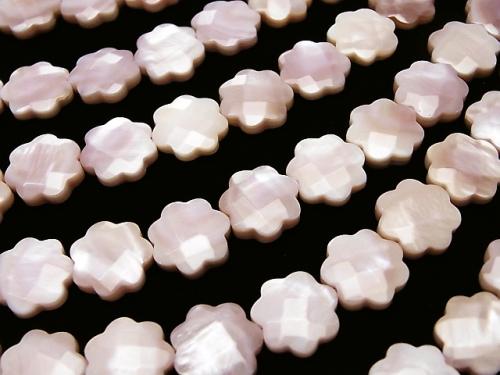 High quality Pink Shell Flower (Faceted) 12 x 12 x 4 mm half or 1 strand (aprx.15 inch / 38 cm)