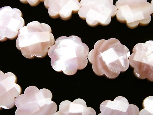 High quality Pink Shell Flower (Faceted) 15 x 15 x 4 mm half or 1 strand (aprx.15 inch / 36 cm)