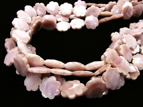 High quality Pink Shell Flower (Faceted) 15 x 15 x 4 mm half or 1 strand (aprx.15 inch / 36 cm)