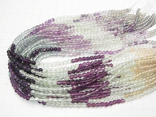 [Video]1strand $15.99!  Fluorite AAA - 32 Faceted Round 4 mm color gradation 1 strand beads (aprx.15 inch / 37 cm)