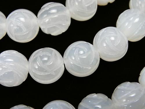 White Chalcedony AAA Round Rose Cut 12 mm half or 1 strand (aprx. 14 inch / 35 cm)