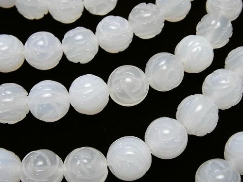 White Chalcedony AAA Round Rose Cut 12 mm half or 1 strand (aprx. 14 inch / 35 cm)