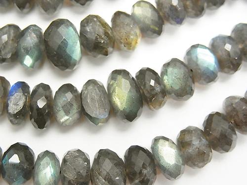 High Quality Labradorite AAA Faceted Button Roundel Size Gradation half or 1strand (aprx.17inch / 42 cm)