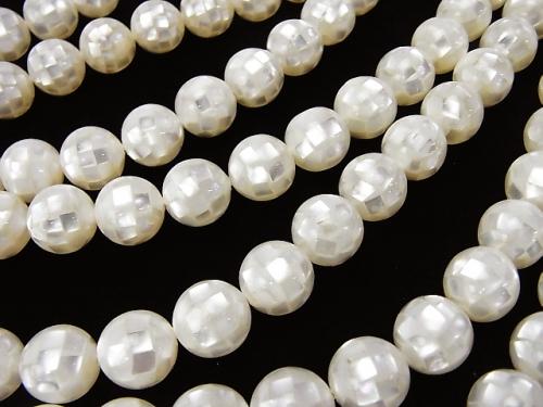 Mosaic Shell White Round 12 mm 1/4 or 1strand (aprx.15 inch / 36 cm)