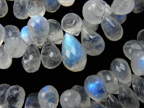 High Quality Rainbow Moon Stone AAA - Drop Faceted Briolette half or 1strand (aprx.7inch / 18 cm)