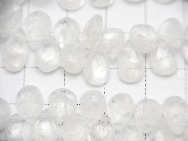 High Quality Rainbow Moonstone AA++ Pear shape Faceted Briolette half or 1strand beads (aprx.9inch / 22cm)