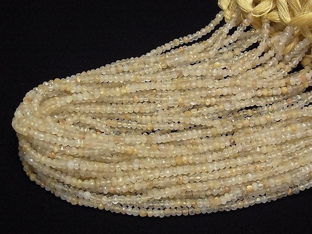 Rutilated Quartz AA+ Faceted Button Roundel  1strand beads (aprx.13inch/32cm)