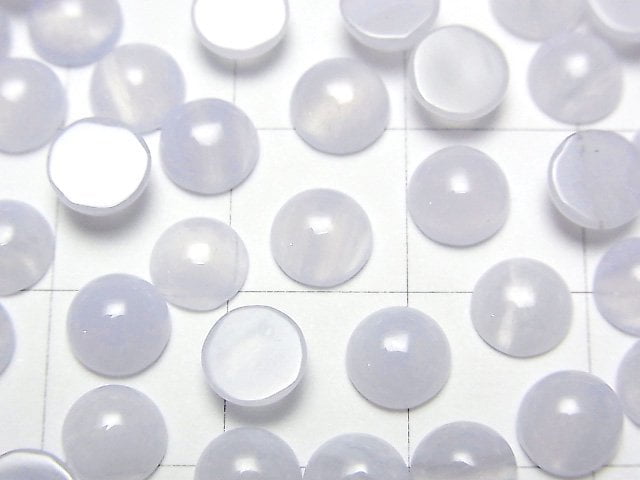 [Video]Blue Lace Agate AAA Round Cabochon 6x6mm 5pcs