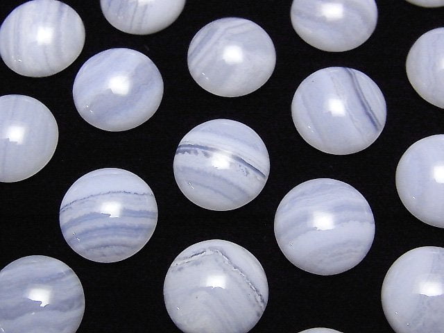 [Video] Blue Lace Agate AAA Round Cabochon 12x12mm 4pcs