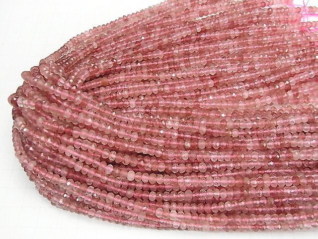 [Video] High Quality! 1strand $9.79! Pink Epidote AAA - Faceted Button Roundel 4 x 4 x 3 mm 1 strand beads (aprx.15 inch / 38 cm)