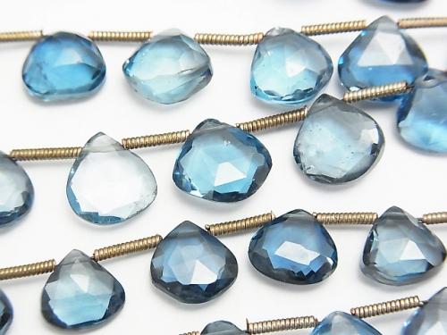 High Quality London Blue Topaz AAA Chestnut Faceted Briolette half or 1strand (aprx. 7inch / 18cm)