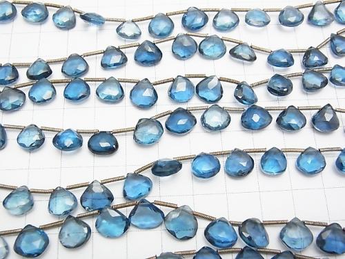 High Quality London Blue Topaz AAA Chestnut Faceted Briolette half or 1strand (aprx. 7inch / 18cm)