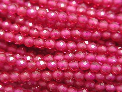 [Video]High Quality! Synthetic Ruby AAA Faceted Round 4mm half or 1strand beads (aprx.15inch/37cm)