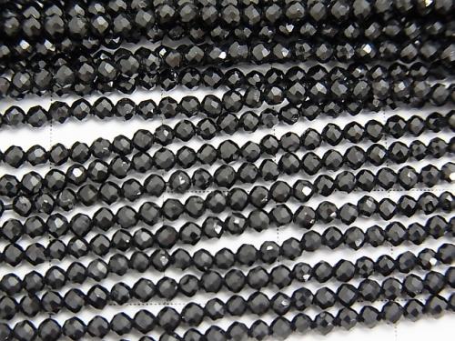 Diamond Cut!  High Quality Black Spinel AAA Faceted Round 2mm 1strand (aprx.15inch / 37cm)