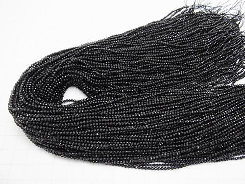 Diamond Cut!  High Quality Black Spinel AAA Faceted Round 2mm 1strand (aprx.15inch / 37cm)