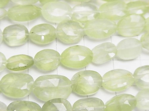 [Video]High Quality Prehnite AA++ Faceted Oval Color Gradation 1strand beads (aprx.13inch/32cm)